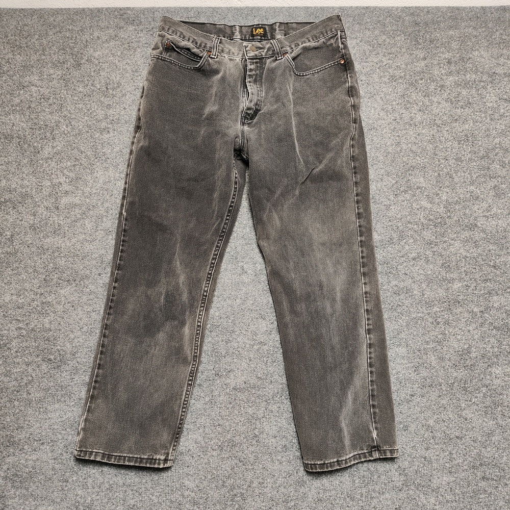 Lee Jeans Mens 36x30 Gray Charcoal Wash Relaxed Straight Denim Pants Casual